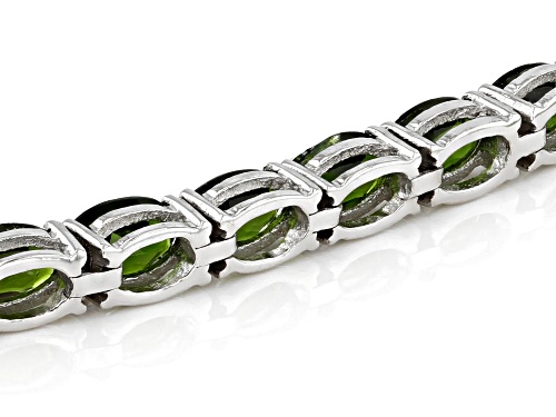 14.50ctw Green Chrome Diopside Rhodium Over Sterling Silver Line Bracelet - Size 7