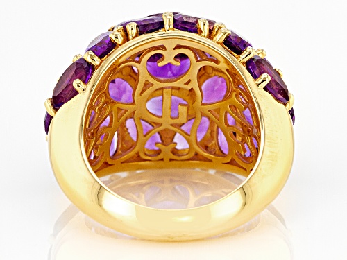 9.29ctw Oval Purple Amethyst 14k Yellow Gold Over Sterling Silver Ring - Size 6