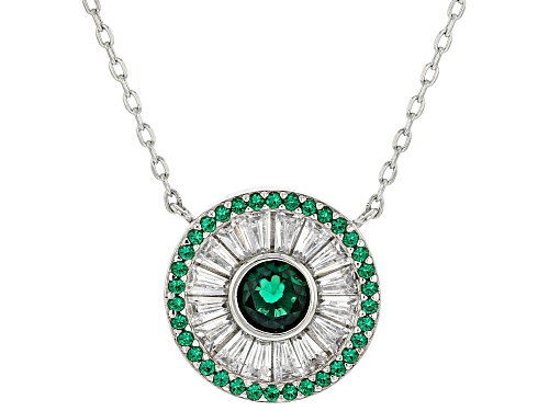 Bella Luce® 4.89ctw Emerald and White Diamond Simulants Rhodium Over Silver Necklace and Stud Set