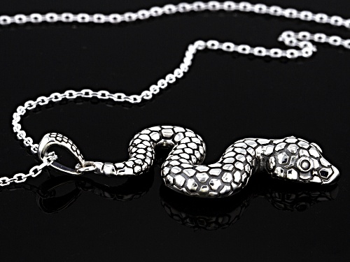 Sterling Silver Oxidized Snake Pendant with 18 Inch Cable Chain