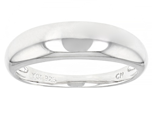 Rhodium Over Sterling Silver Set Of 2 Band Rings - Size 5