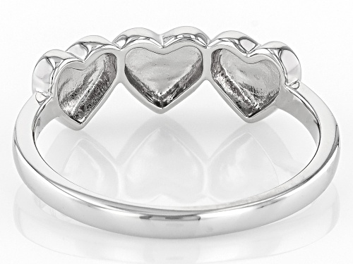 Rhodium Over Sterling Silver 6mm Triple Hearts Band Ring - Size 9