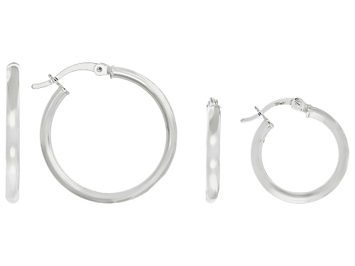 Sterling Silver 18mm Hoop, 25mm Hoop and 7mm Ball Earring Set of 3