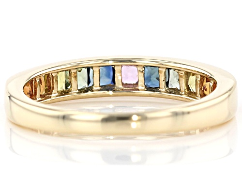 1.22ctw Square Multi Color Sapphire 10k Yellow Gold Band Ring - Size 7