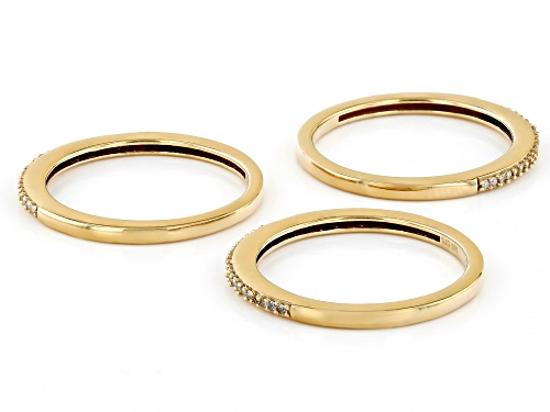 Engild™ 0.20ctw Round White Diamond 14k Yellow Gold Over Sterling Silver Set of 3 Band Rings - Size 6