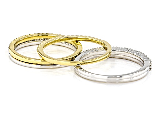 0.50ctw Round White Diamond Rhodium And 14k Yellow Gold Over Sterling Silver Set Of 5 Rings - Size 5