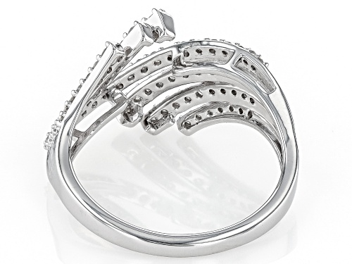 0.50ctw Round White Diamond Rhodium Over Sterling Silver Bypass Ring - Size 8