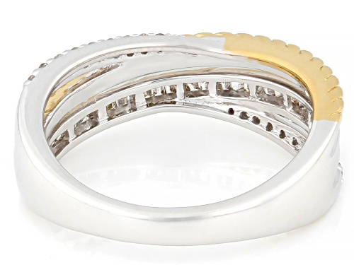 0.35ctw Round And Baguette White Diamond Rhodium & 14k Yellow Gold Over Sterling Silver Band Ring - Size 6