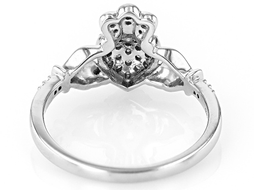 0.15ctw Round White Diamond Rhodium Over Sterling Silver Claddagh Ring - Size 8