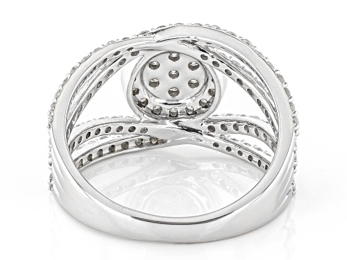 1.00ctw Round White Diamond Rhodium Over Sterling Silver Crossover Ring - Size 5