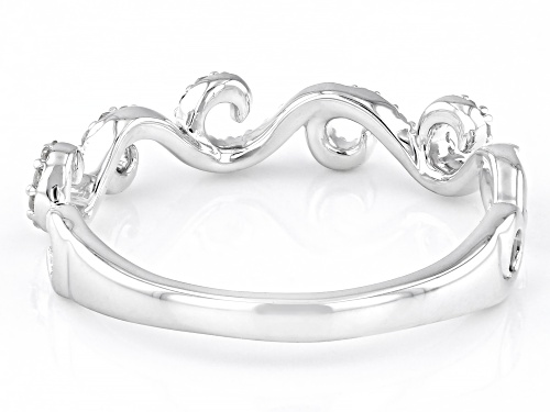 0.17ctw Round White Diamond Rhodium Over Sterling Silver Wave Band Ring - Size 7