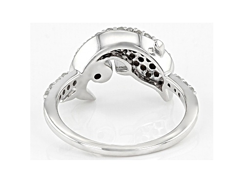 0.45ctw Round White Diamond Rhodium Over Sterling Silver Dolphin Cluster Ring - Size 10