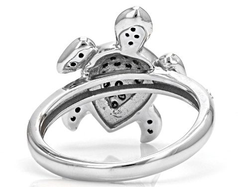 0.35ctw Round Champagne Diamond Platinum Over Sterling Silver Turtle Ring - Size 6