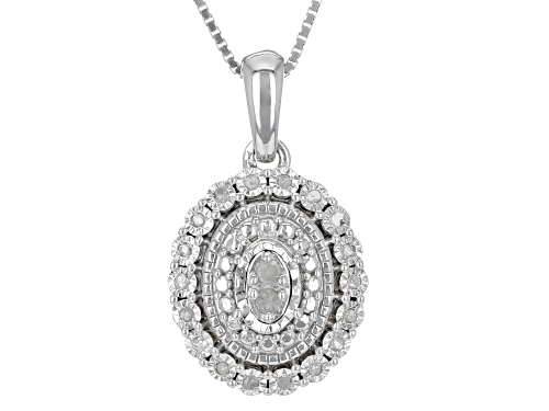 0.25ctw Round White Diamond Rhodium Over Sterling Silver Pendant, Earring And Ring Jewelry Set