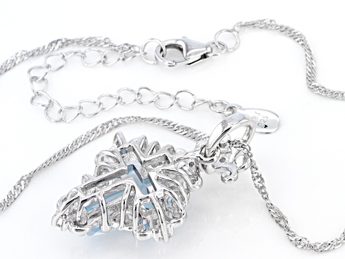 3.60ct Glacier Topaz™ With 0.11ctw White Topaz Rhodium Over Silver Cross Pendant With Chain