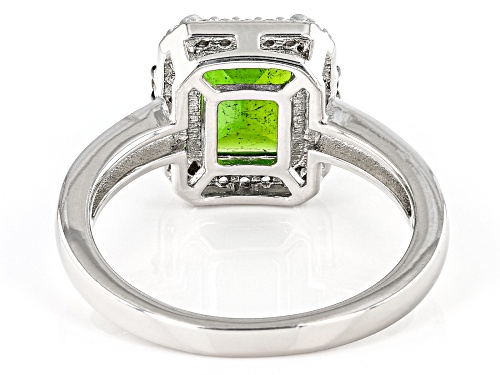 2.13ct Chrome Diopside, 0.07ctw Andalusite & 0.17ctw White Zircon Rhodium Over Sterling Silver Ring - Size 8