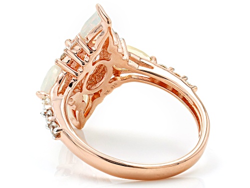 1.15ct Morganite With 0.75ctw Ethiopian Opal & 0.64ctw White Zircon 18k Rose Gold Over Silver Ring - Size 10