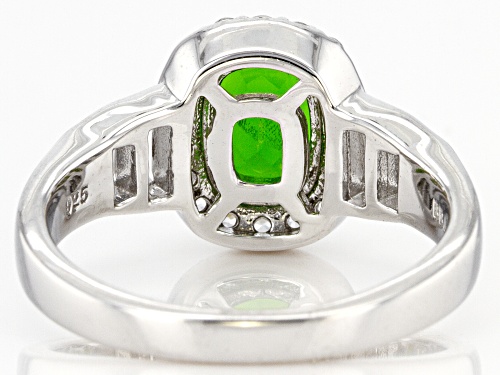 0.85ct Chrome Diopside And 0.84ctw White Zircon Rhodium Over Sterling Silver Ring - Size 11
