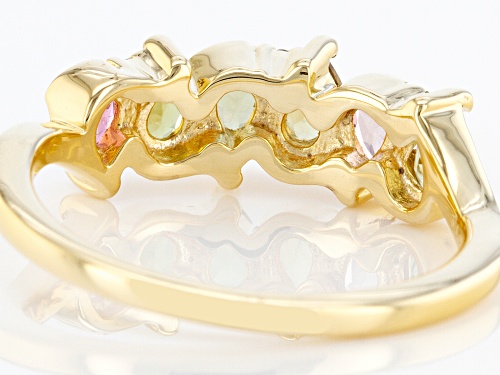0.86ctw Multi-Tourmaline And Yellow Diamond Accent 18K Yellow Gold Over Sterling Silver Ring - Size 7