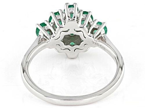 1.14ctw Oval Zambian Emerald Rhodium Over Sterling Silver Ring - Size 7