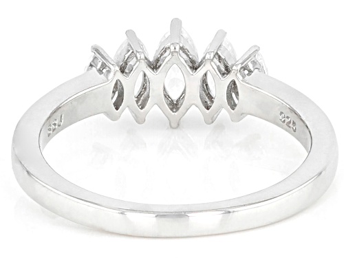 0.91ctw Marquise White Zircon Rhodium Over Sterling Silver Ring. - Size 7