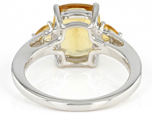 2.47ctw Rectangular Cushion And Trillion Citrine Rhodium Over Sterling Silver Ring - Size 8