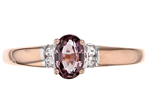.43ct Oval Pink Spinel With .07ctw Round White Zircon 10k Rose Gold Ring. - Size 8