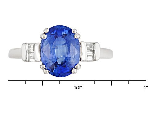 1.65ct Oval Kyanite And .15ctw Baguette White Zircon 10k White Gold Ring - Size 8
