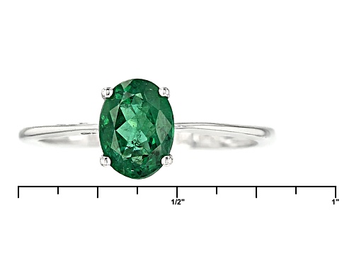 1.03ct Oval Emerald Color Apatite 10k White Gold Solitaire Ring - Size 8