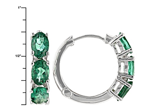 2.48ctw Oval Emerald  Color Apatite 10k White Gold Hoop Earrings