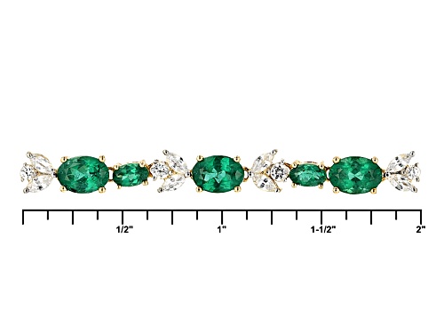 2.75ctw Oval Emerald Color Apatite And .96ctw White Zircon 10k Yellow Gold Bracelet - Size 7.5