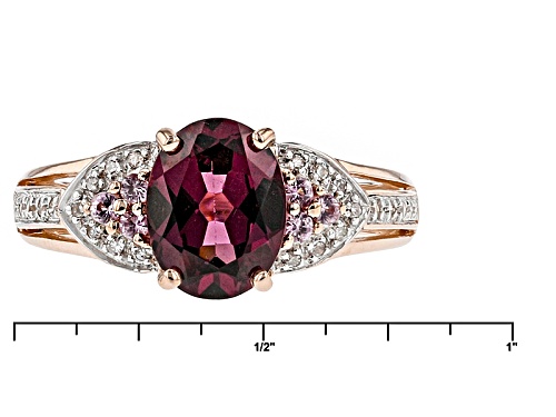 1.91ct Grape Color Garnet, .09ctw Pink Sapphire And .07ctw White Diamond Accents 10k Rose Gold Ring - Size 6