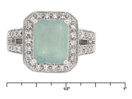 Exotic Jewelry Bazaar™ 2.58ct Emerald Cut Grandidierite And .32ctw White Zircon Silver Ring - Size 7