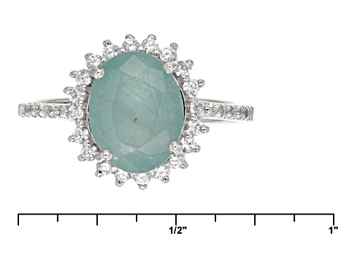 Exotic Jewelry Bazaar™ 1.88ct Oval Grandidierite And .40ctw White Zircon Sterling Silver Ring - Size 8