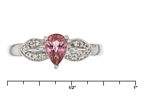 Exotic Jewelry Bazaar™ .47ct Pear Shape Purple Ceylon Sapphire And .08ctw Zircon Silver Ring - Size 12