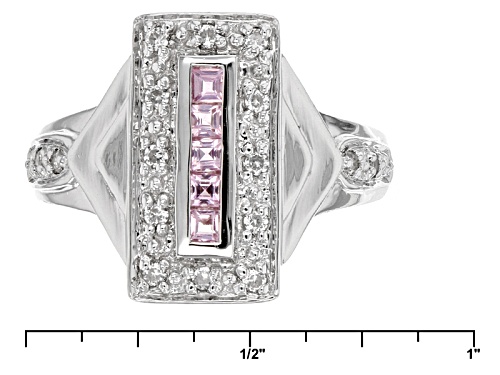 Exotic Jewelry Bazaar™ .19ctw Square Pink Ceylon Sapphire And .30ctw White Zircon Silver Ring - Size 12