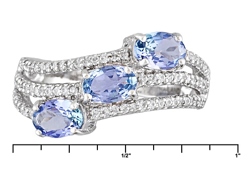 Exotic Jewelry Bazaar™ 1.17ctw Oval Tanzanite And .56ctw White Zircon Sterling Silver Ring - Size 11