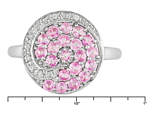 Exotic Jewelry Bazaar™ .97ctw Pink Ceylon Sapphire And White Zircon Sterling Silver Ring - Size 10