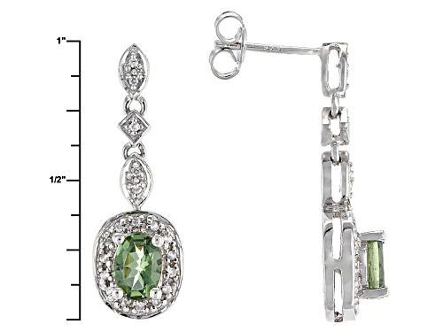 Exotic Jewelry Bazaar™ 1.33ctw Oval Green Apatite And .26ctw White Zircon Silver Earrings