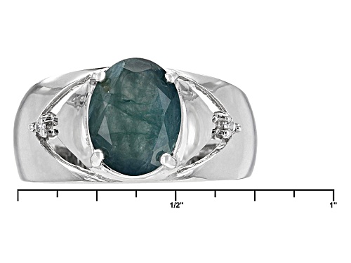 Exotic Jewelry Bazaar™ 1.87ct Oval Grandidierite And .01ctw White Zircon Sterling Silver Ring - Size 10
