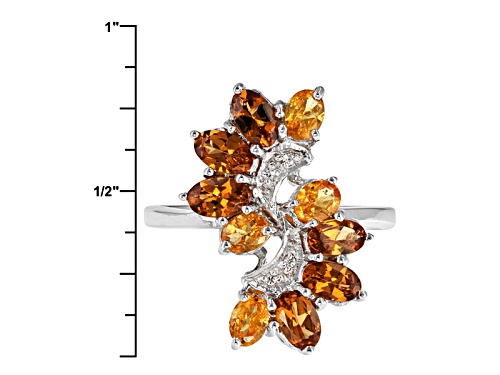 Exotic Jewelry Bazaar™2.50ctw Oval Mandarin Garnet With .02ctw White Zircon Silver Bypass Ring - Size 8
