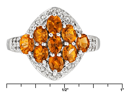Exotic Jewelry Bazaar™ 1.42ctw Oval Mandarin Garnet With .20ctw White Zircon Sterling Silver Ring - Size 12