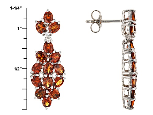 Exotic Jewelry Bazaar™ 4.45ctw Oval Mandarin Garnet With .04ctw Zircon Sterling Silver Earrings