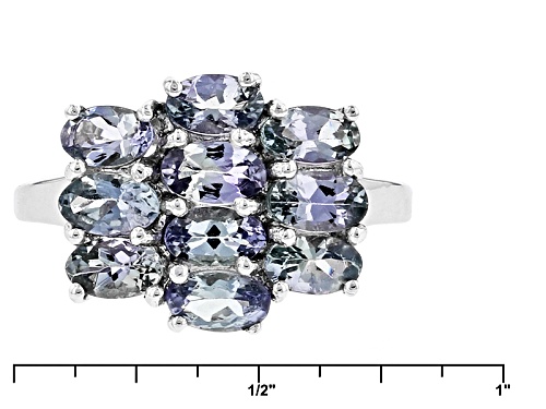 Exotic Jewelry Bazaar™ 2.42ctw Oval Tanzanite Sterling Silver Cluster Ring - Size 8