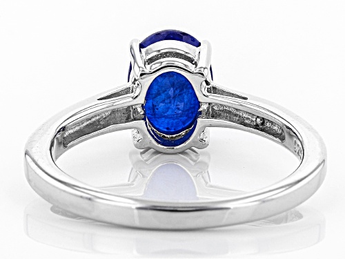 Exotic Jewelry Bazaar™ 1.32ct 8x6mm Oval Burmese Blue Spinel Rhodium Over Silver Solitaire Ring - Size 12