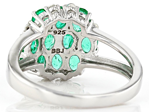 Exotic Jewelry Bazaar™ 1.30ctw Colombian Emerald And .14ctw White Zircon Rhodium Over Silver Ring - Size 7