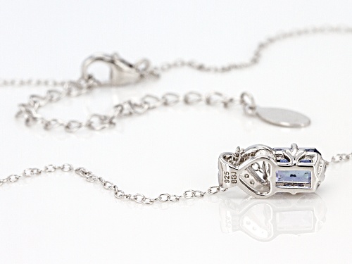 Exotic Jewelry Bazaar™ 1.02ctw Ocean Tanzanite(R) & White Zircon Rhodium Over Silver Pendant W/Chain