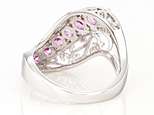 Exotic Jewelry Bazaar™ 1.18ctw 4x3mm Oval Pink Ceylon Sapphire Rhodium Over Silver Ring - Size 8