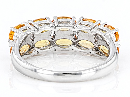Exotic Jewelry Bazaar™ 3.01ctw Mandarin Garnet Rhodium Over Silver Multi Row Band Ring - Size 5