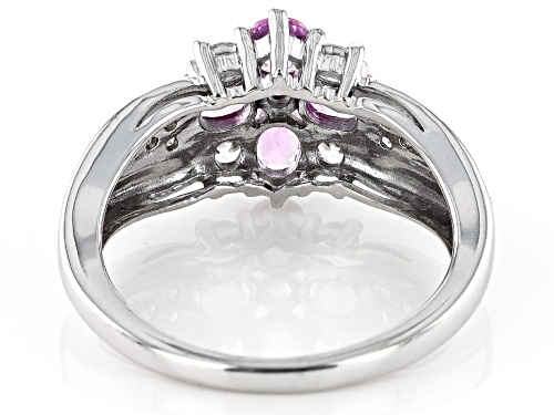Exotic Jewelry Bazaar™ Pink Ceylon Sapphire With White Zircon Rhodium Over 10k White Gold Ring - Size 7